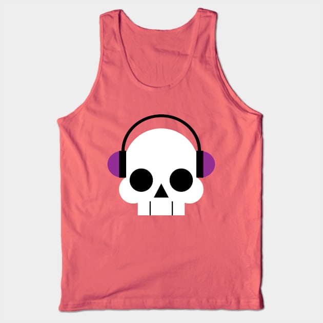 Skull with Headphones Tank Top by poshke